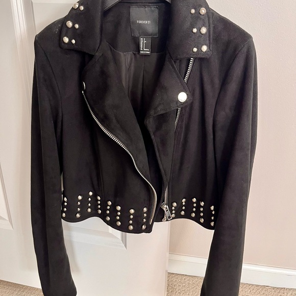 Forever 21 Black Leather Biker Jacket - Picture 3 of 4